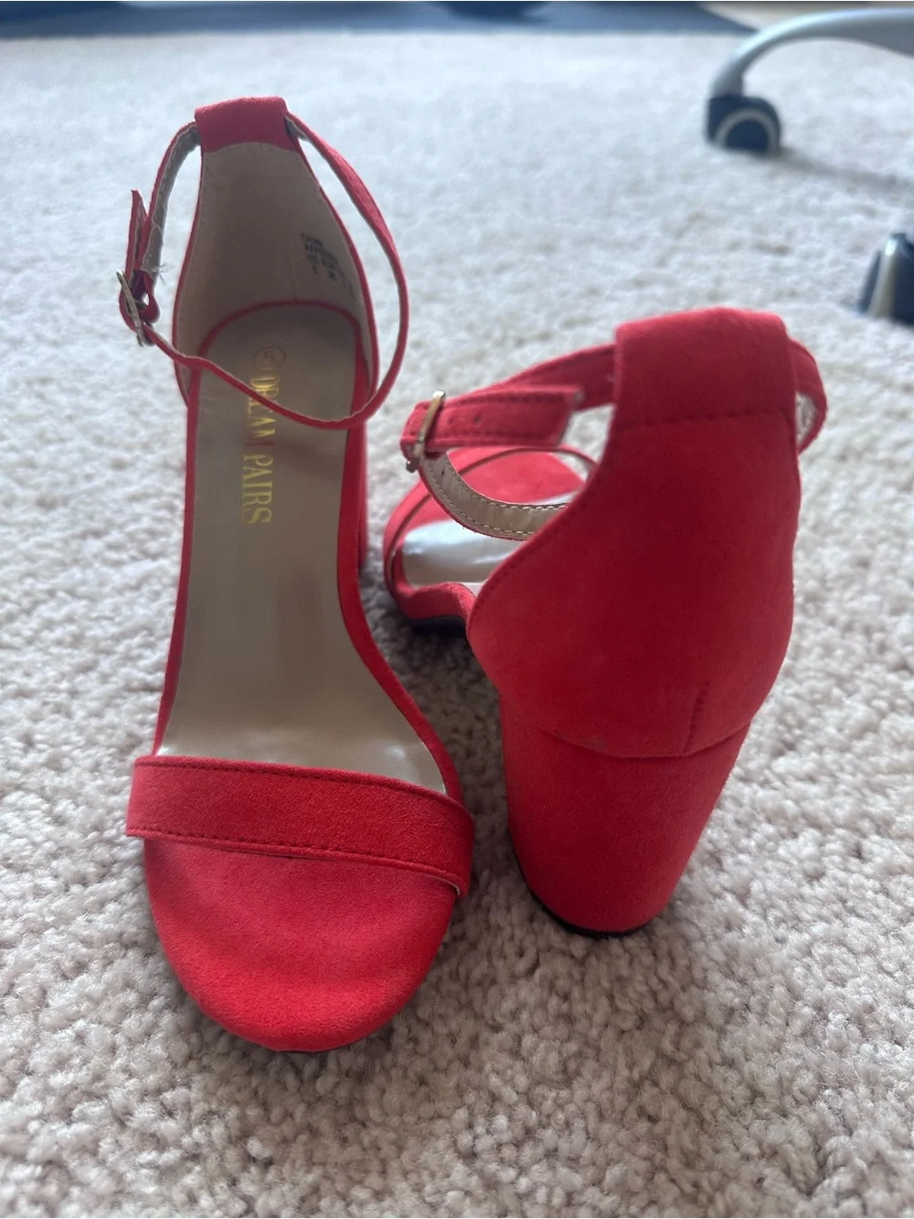 Dream Pairs Red Ankle Strap Block Heels
